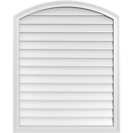 Ekena Millwork Arch Top Surface Mount PVC Gable Vent: Functional, w/ 2"W x 1-1/2"P Brickmould Frame, 34"W x 42"H GVPAR34X4202SF